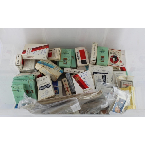 795 - Plastic crate of various loose cigarette card & trade card odds, part sets, etc. Mainly in old cigar... 