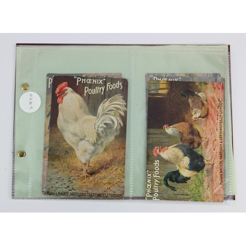 797 - Poultry Food advert cards, Walker, Harrison & Garthwaite's, Poultry Scenes, postcard back, complete ... 