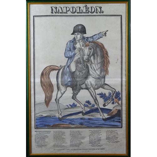 890 - French hand coloured engraving depicting Napoleon, circa 19th Century, image by J. B. Thiebault, fra... 