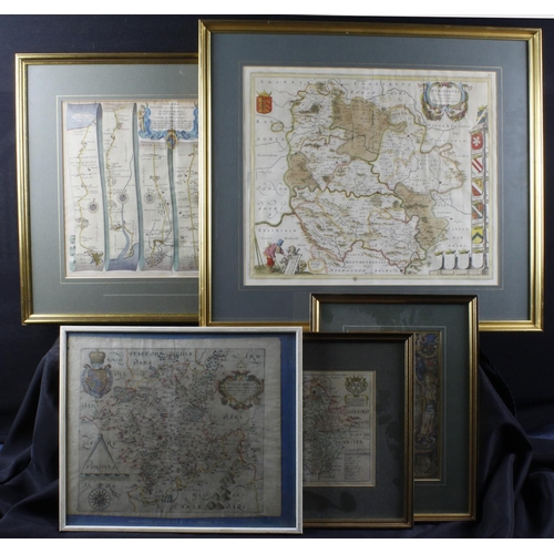 897 - Maps. A collection of five framed antiquarian maps, mostly relating to Herefordshire & Worcestershir... 