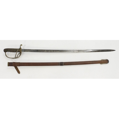 109 - Sword GRV Artillery officers in its brown leather field scabbard.