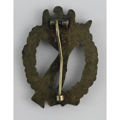 166 - German 3rd Reich Infantry Assault Badge, maker marked 'R.S.'.