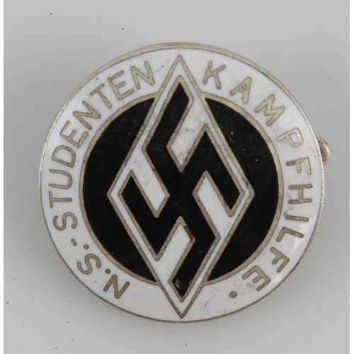 174 - German 3rd Reich N.S Student “Kampfhilfe” Combat Aid Pin, given to Students who helped with the War ... 