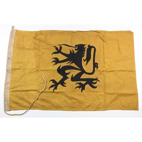 211 - German Axis Flemish Vlaamsch Nationaal Verbond flag, Brussel 1942 stamped 3 feet long, service worn.