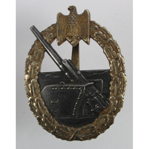 214 - German Coastal Artillery war badge, wear to highlights.