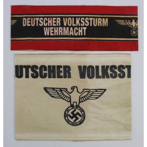 226 - German Deutscher Volkssturm armbands, 2x different types.