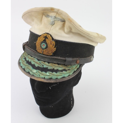 262 - German Kriegsmarine Senior Officers cap, with much service wear.