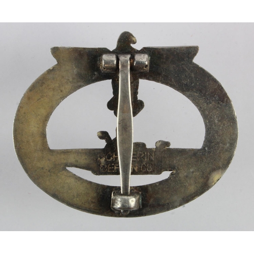 263 - German Kriegsmarine U-Boat badge, Schwerin maker marked.