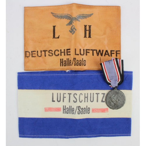 266 - German Luftshutz Air Raids medal and Armbands (2).