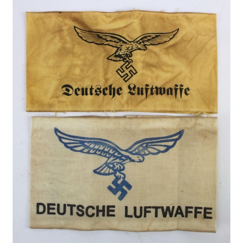 267 - German Luftwaffe armbands 2x types, service wear.