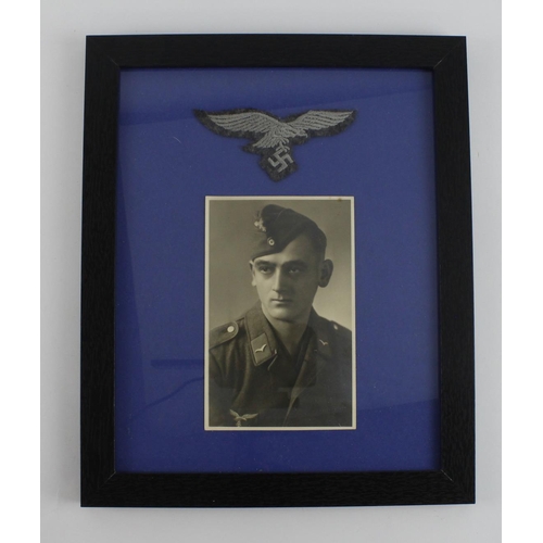 277 - German Luftwaffe portrait photo with breast eagle above in frame.