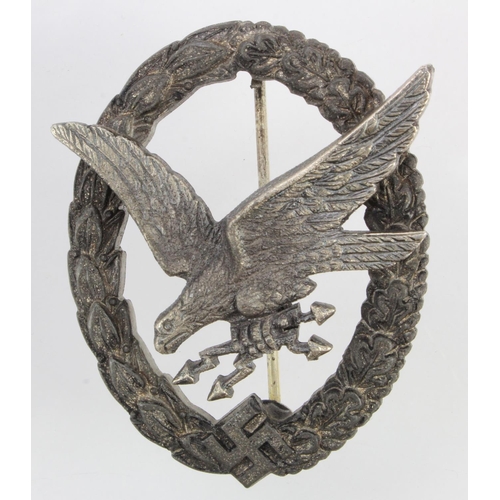 278 - German Luftwaffe Radio Operators badge, late war quality.