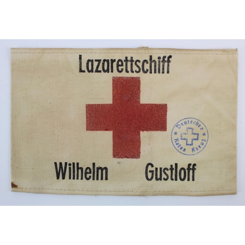 287 - German medical armband for the ill fated Wilhelm Gustloff, sunk with huge loss of life at wars end.