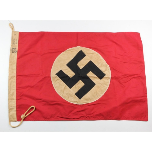 293 - German NSDAP Party flag, SA stamped and Berlin 1933 dated, 3 feet long, service wear.