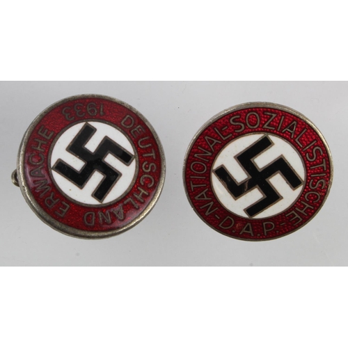 294 - German NSDAP Party lapel badges, different wording.