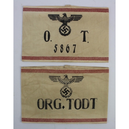 303 - German Org.Todt armbands, 2 different types.