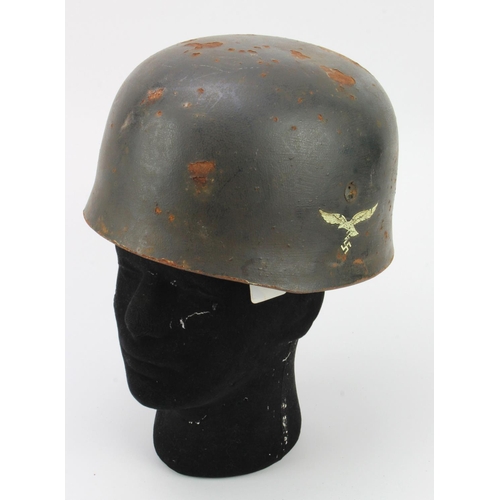 310 - German Parachutists Helmet, double decal, complete with liner & chin strap, service wear.