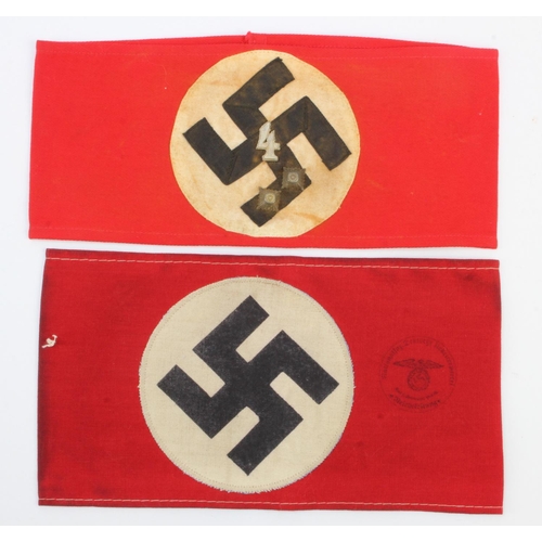 311 - German Party armbands NSDAP 2x types, one with Region 