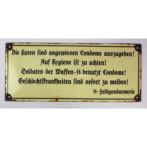 327 - German SS enamel sign, approximately 18 inches, service wear.