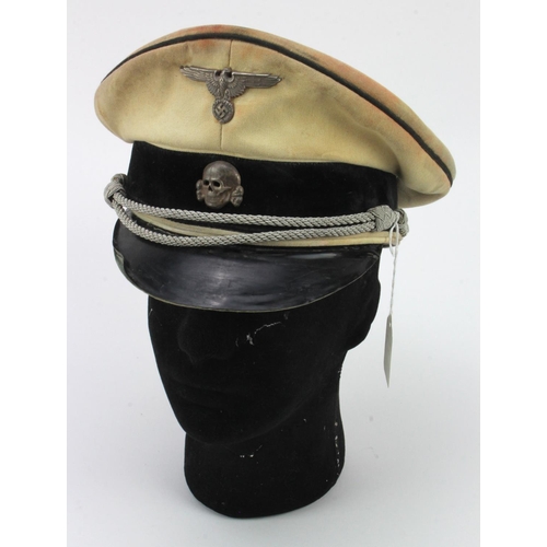 330 - German SS Officers summer top cap, service worn.