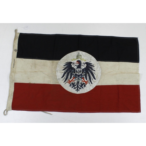 339 - German Tri Colour flag. Applied silk Imperial Cypher (double sided). Display.