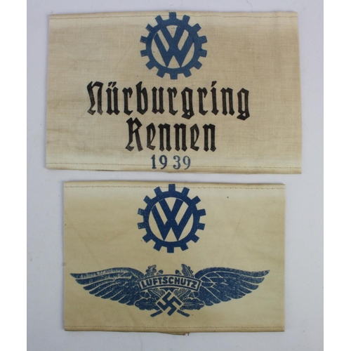 342 - German Volkswagen KDF Factory armbands, 2x different types.