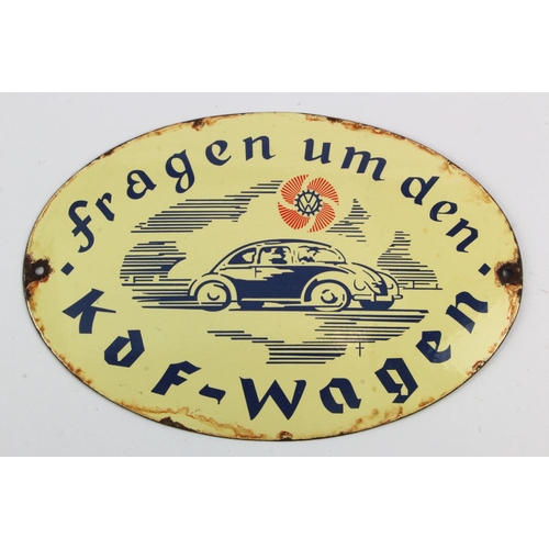 343 - German VW Factory enamel sign, 1 foot approximately, service wear.