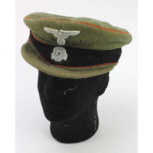 346 - German Waffen SS crusher style cap, NCOs, issue stamped, service wear.