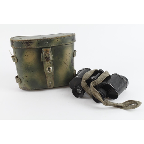 380 - German WW2 Dienstgglas 6x30 army binoculars made by Grodenstock of Muncnen in their Normandy camo ca... 