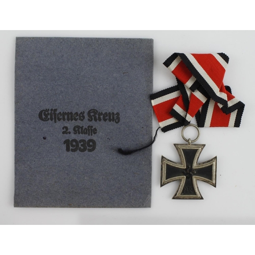 388 - German WW2 Iron Cross 2nd class in packet, maker marked on ring.