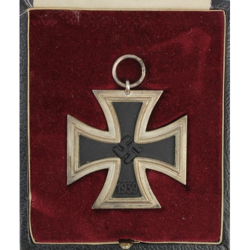 389 - German WW2 Iron Cross 2nd class, correct three piece construction, in fitted display case.