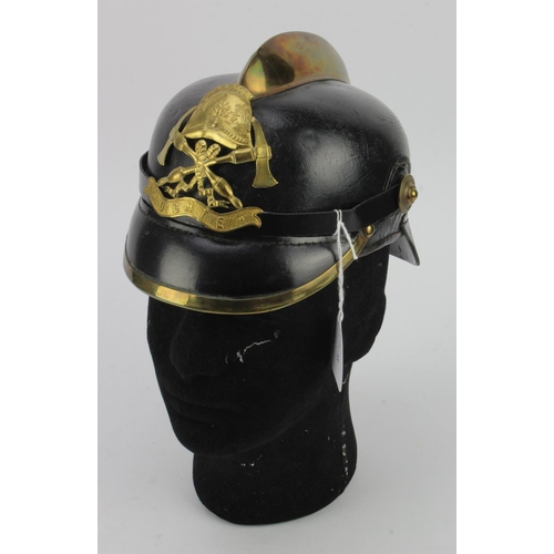 405 - Imperial German era Firemans Pickelhaube style Helmet. With Uchte Badge which is a municipality in t... 