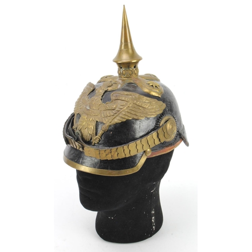 418 - Prussian Dragoon Officers pickelhaube. Some replacement parts. Missing silk split liner but sweat ba... 