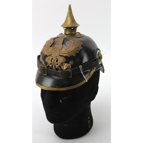 421 - Prussian Other Ranks Pickelhaube. 1895 pattern brass finish. Later liner replacement.