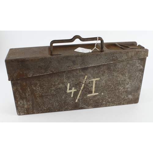 427 - WW1 1917 Dated German MG-08 Ammo Tin. Marked “Werkzeuge” Meaning 'tools' on one side and the unit “4... 