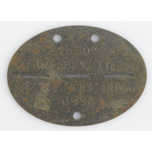 446 - WW2 German Dog Tag From a soldier in the 2nd Infantry Division, 38th Reserve Battalion. The unit eve... 