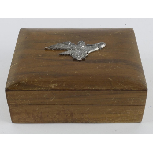 464 - WW2 German Wooden Box with R.LB Badge (Air Raid Warden).