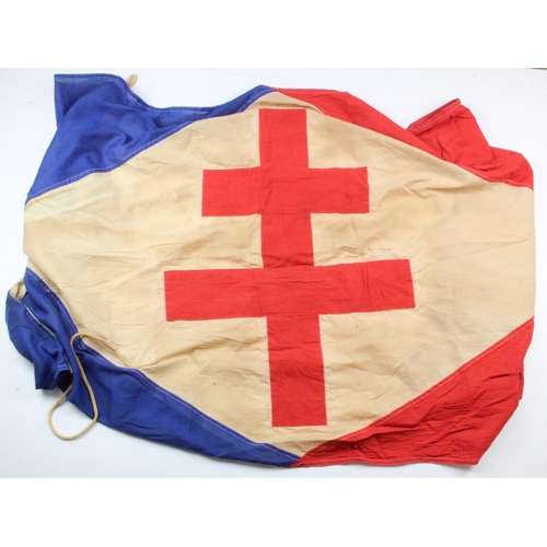 535 - France a Free French era 5 foot flag, London maker marked and 1944 dated, service wear.