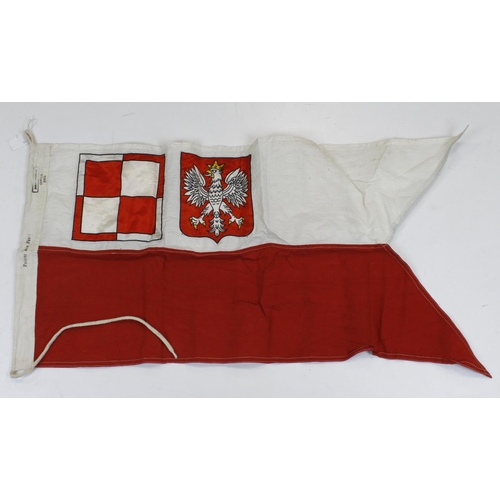 571 - Polish 1943 dated Air Force flag. Length approx 90cm, Height approx 44cm. Sold as seen (likely a fil... 