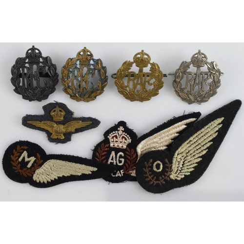 578 - RAF WW2 hat badges air crew half wings etc.