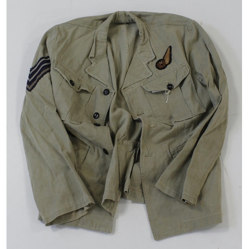 584 - RAF WW2 tropical airman’s jacket with navigators brevet and Sgt stripes.