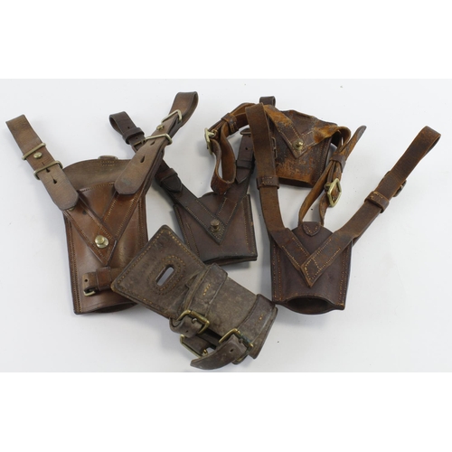 600 - Sam Brown officers leather sword frogs collection of five including scarce cavalry example.