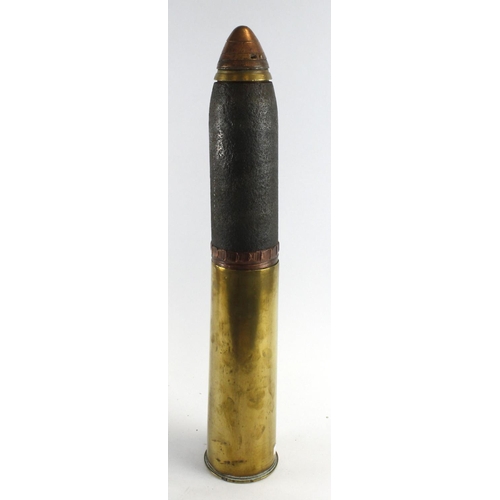 633 - WW1 18pd shrapnel shell with 1918 dated shell case deactivated inert