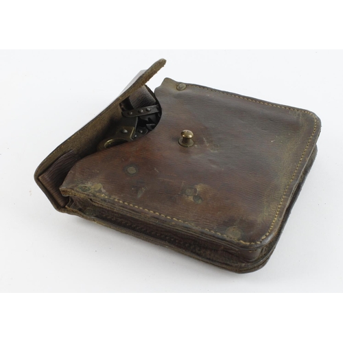 645 - WW1 field saw all complete in its 1917 dated brown leather case.