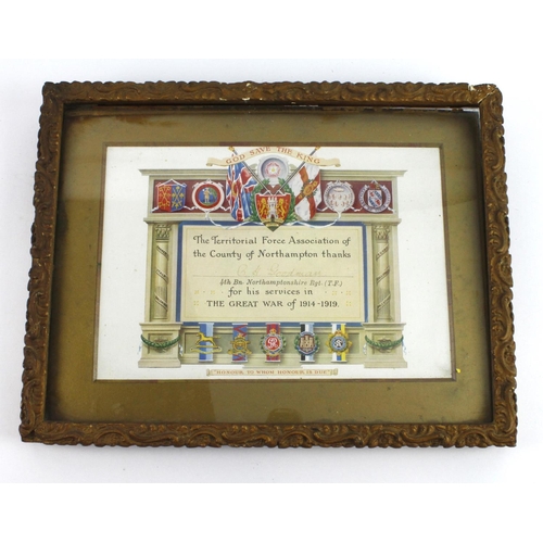 654 - WW1 Northampton soldiers service scroll with WW2 London Paddington welcome home scroll.