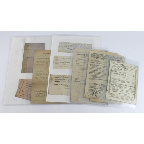 672 - WW1 set of original soldiers service documents to 602150 Gnr John Hood enlisted 1-9-1914.