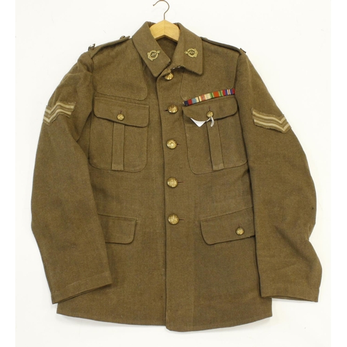 684 - WW2 22' pattern soldiers service jacket to a Cpl in the RAMC complete with WW2 medal, RAMC collar ba... 