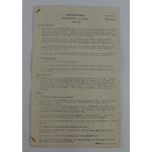 699 - WW2 original plans for exercise TESTY 8th and 9th August 1942 Farnborough sub-area marked secret.