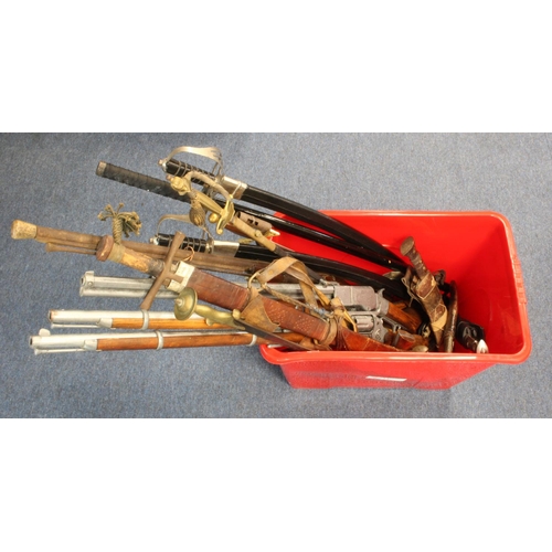 70 - Large crate of mixed edged weapons, and replica guns (no licence required)  Heavy  (Buyer must colle... 