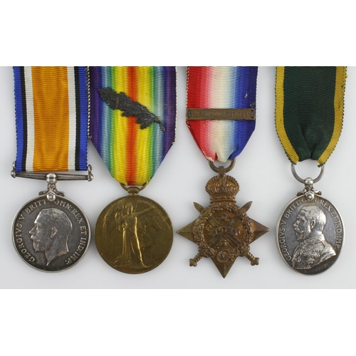 721 - 1914 Star Trio with original Mons Clasp (confirmed on MIC) and MID to Victory (618 Pte J Devine RAMC... 